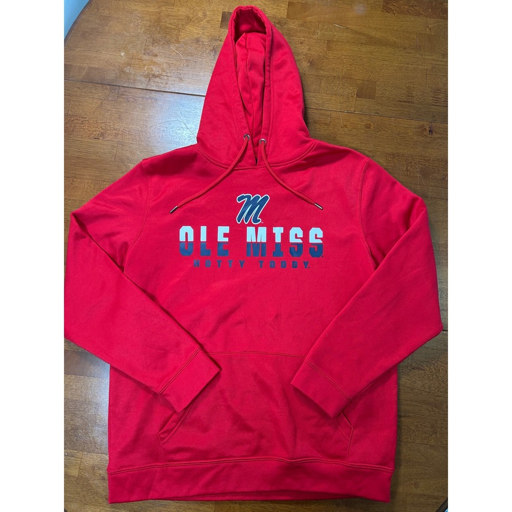 Colosseum Ole Miss Hoodie Mens Large Red Hotty Toddy Pullover Sweatshirt
